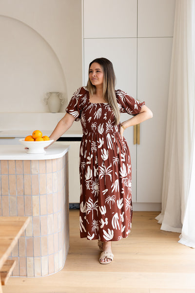 Amalfi Dress - Palm print