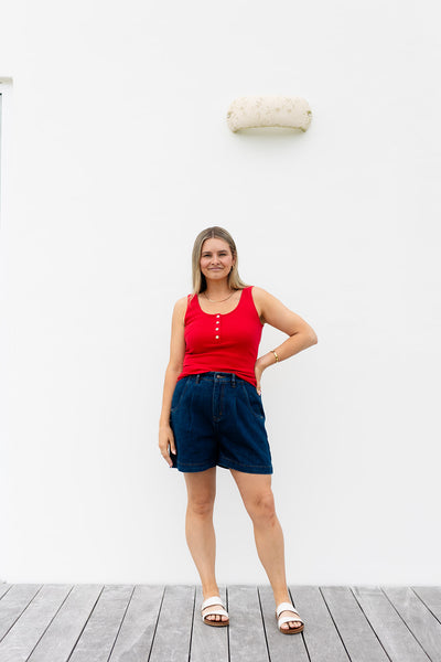 Sara Denim Shorts-Dark Denim