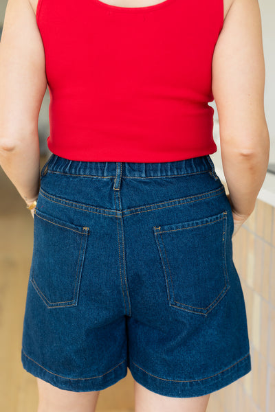 Sara Denim Shorts-Dark Denim