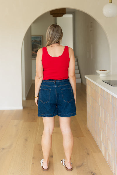 Sara Denim Shorts-Dark Denim