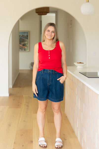 Sara Denim Shorts-Dark Denim