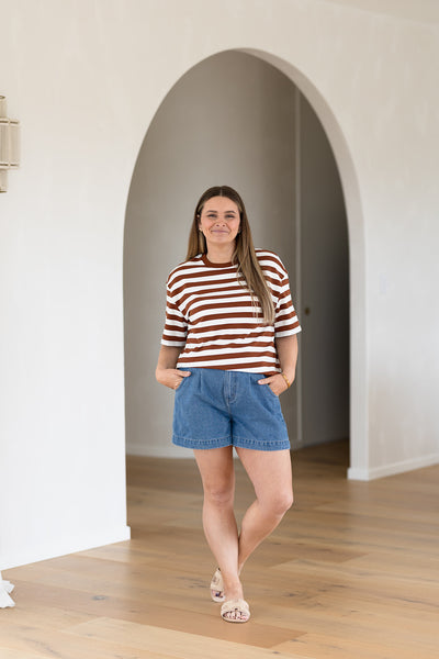 Indie Striped tee - Brown