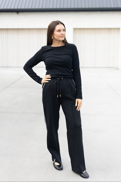 Lola rib long sleeve top - Black