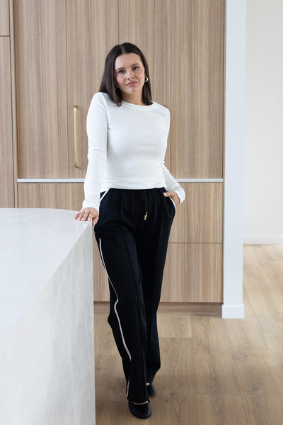 Lola rib long sleeve top - White