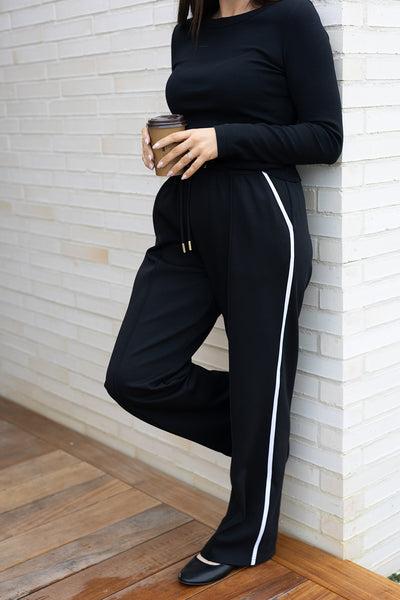 Lola rib long sleeve top - Black