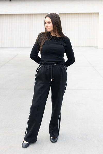 Lola rib long sleeve top - Black