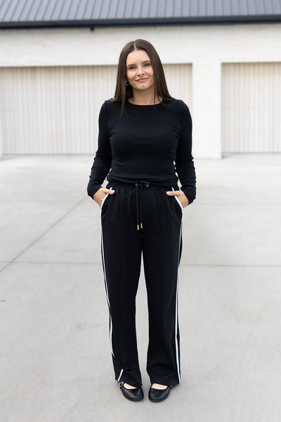 Lola rib long sleeve top - Black