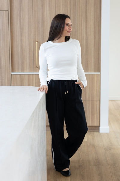 Lola rib long sleeve top - White