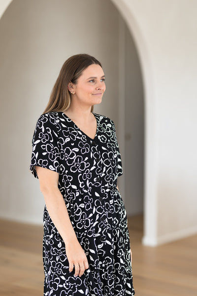 Millie Dress - Black flowers