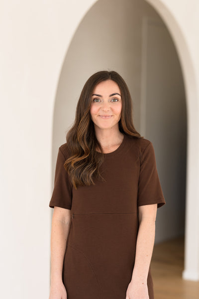 Millie Ribbed Dress - Brown