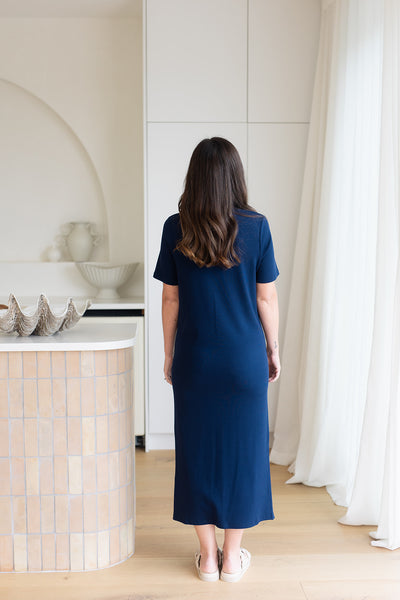Millie Ribbed Dress - Navy
