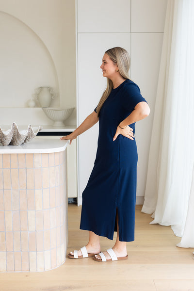 Millie Ribbed Dress - Navy