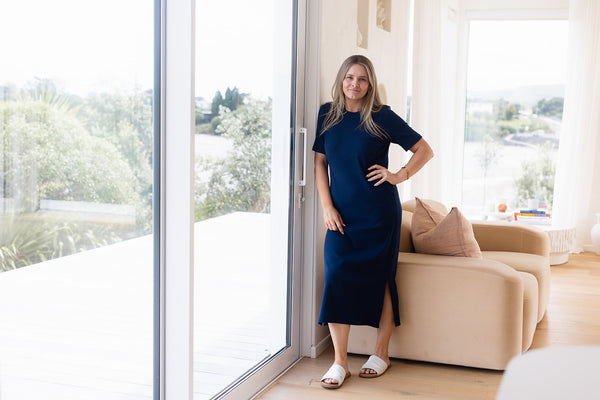 Millie Ribbed Dress - Navy