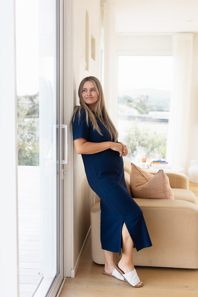 Millie Ribbed Dress - Navy