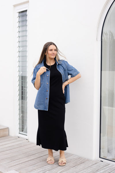 Millie Ribbed Dress - Black