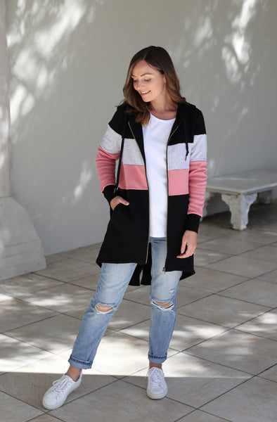 Ava Hooded Jacket - Pink Stripe