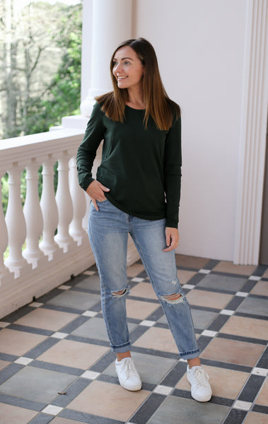 Basic Long Sleeve Top - Forest