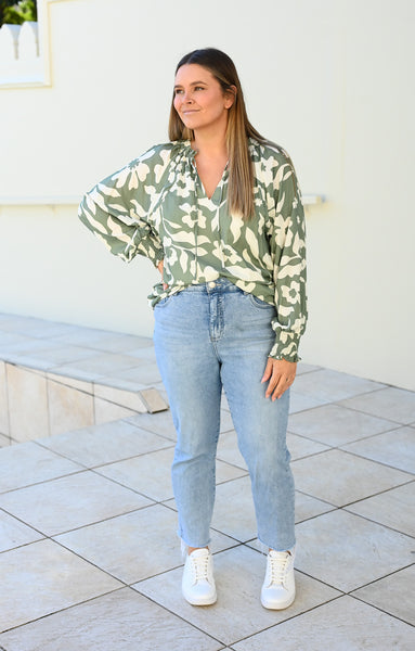 Fleur Top - Green bloom print