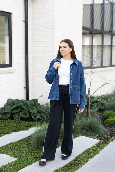 Flo Denim Jacket - Dark Blue – Addison Clothing Store