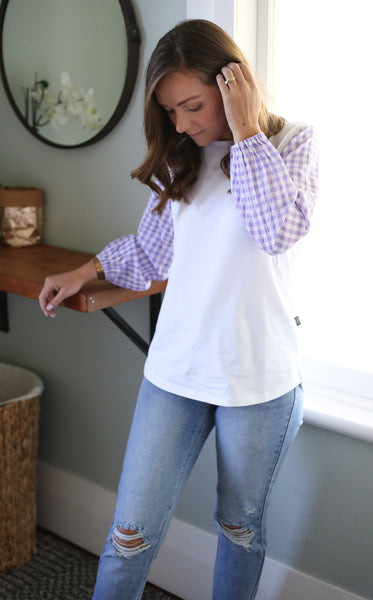 Belle Top - Lilac Gingham