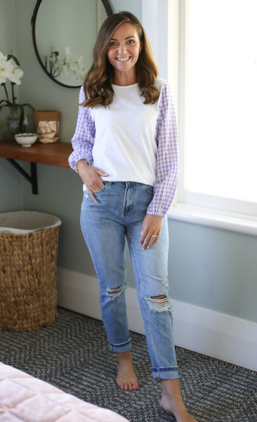 Belle Top - Lilac Gingham